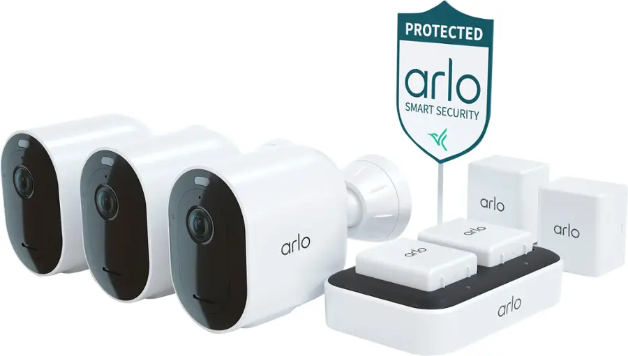 Arlo – Pro 5S 2K 3 Camera Indoor/Outdoor Wireless Spotlight Security Camera Bundle